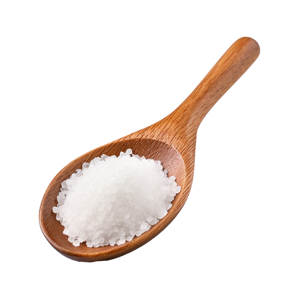 AI generated Salt in woodn spoon isolated on transparent background png