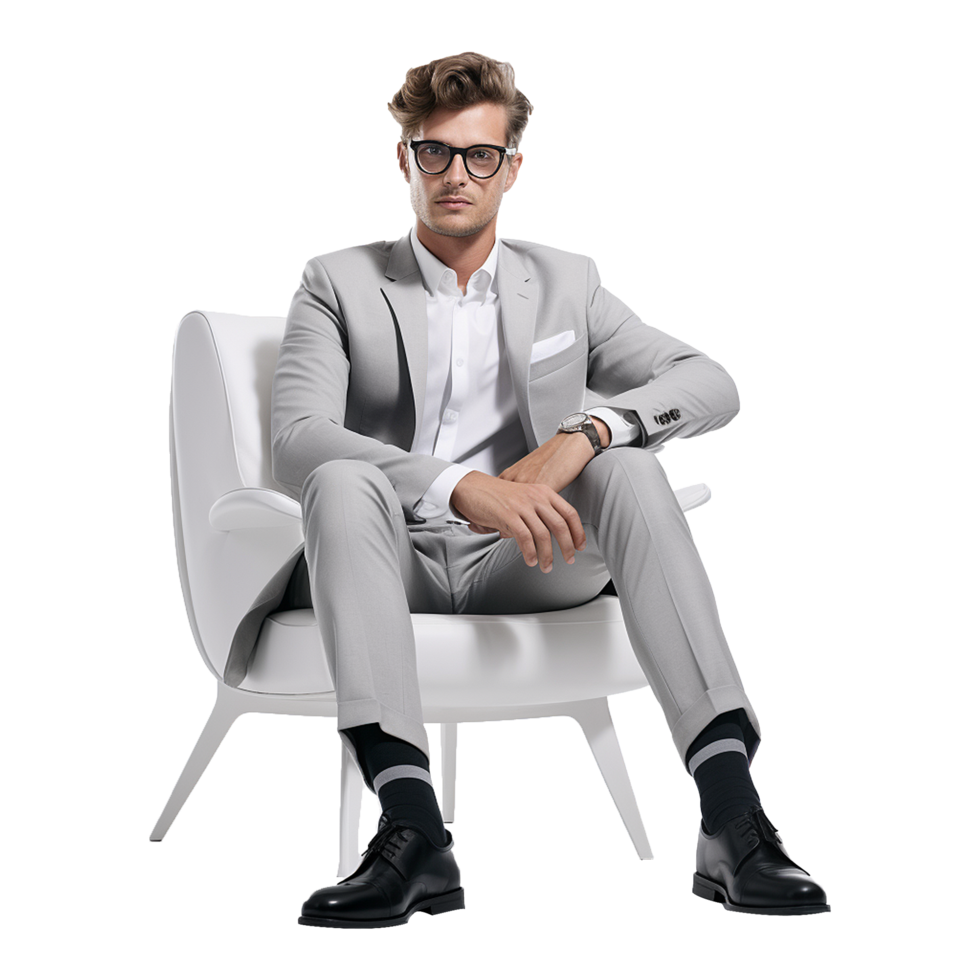 ai gerado jovem à moda homem posando isolado em branco fundo png