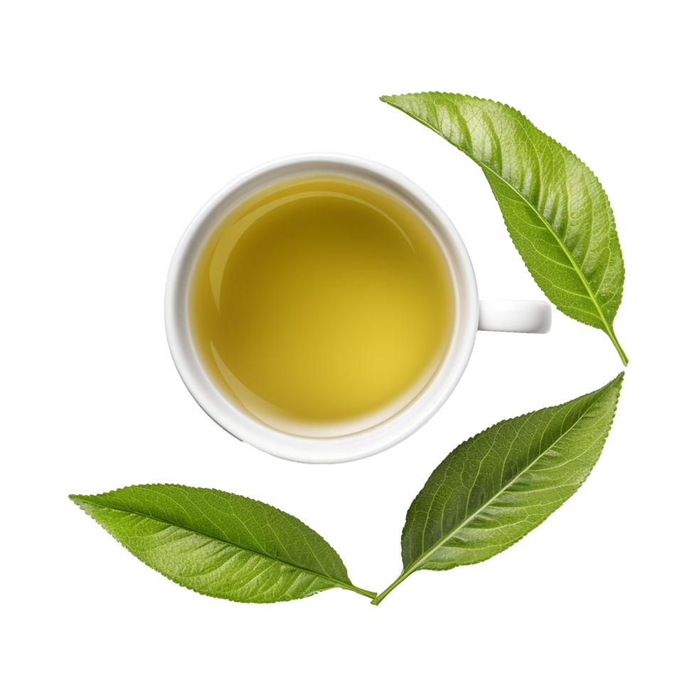 AI generated Tea with leaves isolated on transparent background png