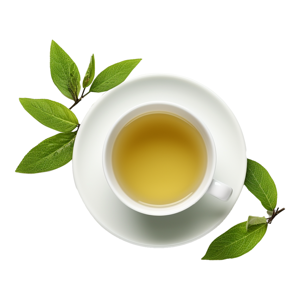 AI generated Tea with leaves isolated on transparent background png