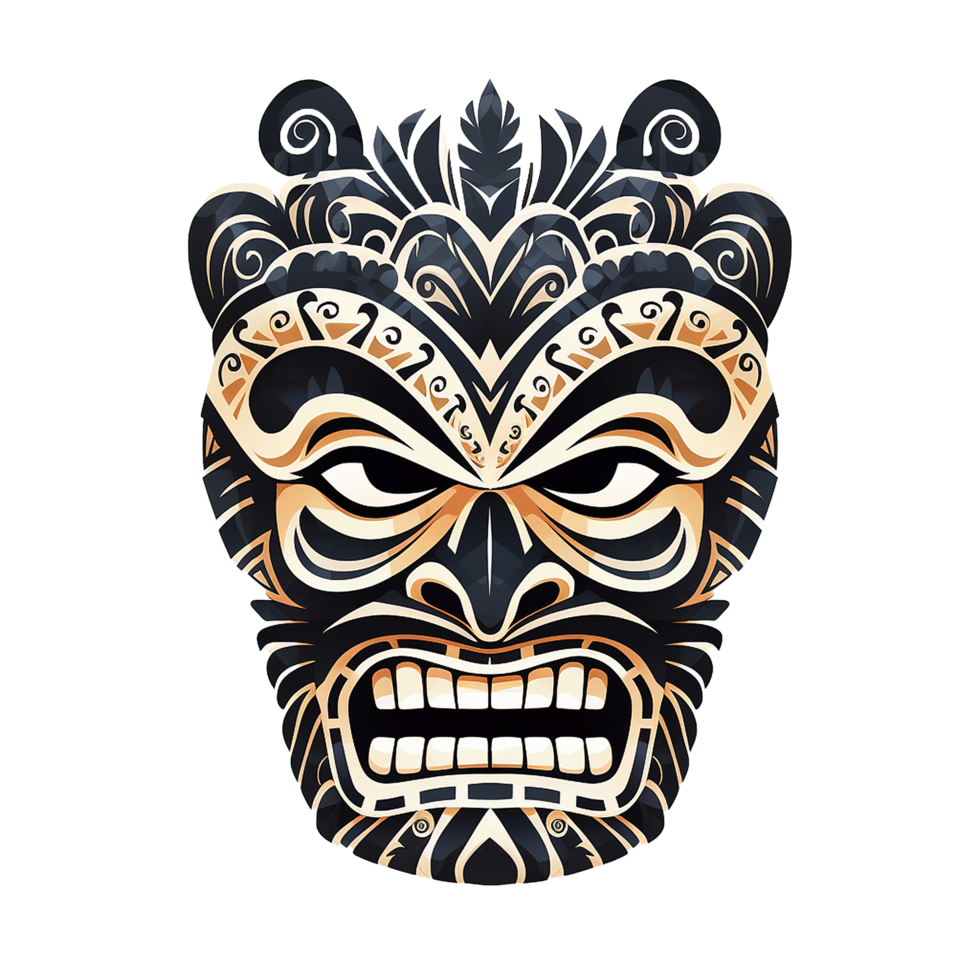 AI generated Tiki masks hawaiian tribal totem png isolated on transparent background