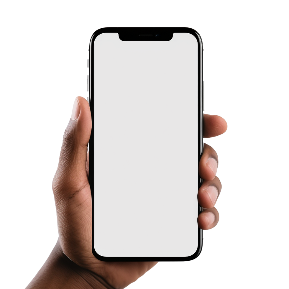 AI generated Hand holding a blank phone png isolated on transparent background