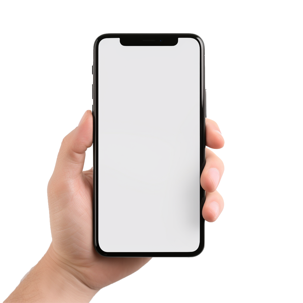 AI generated Hand holding a blank phone png isolated on transparent ...
