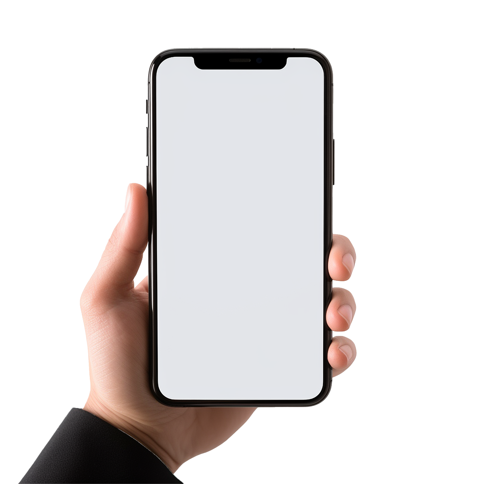 AI generated Hand holding a blank phone png isolated on transparent ...