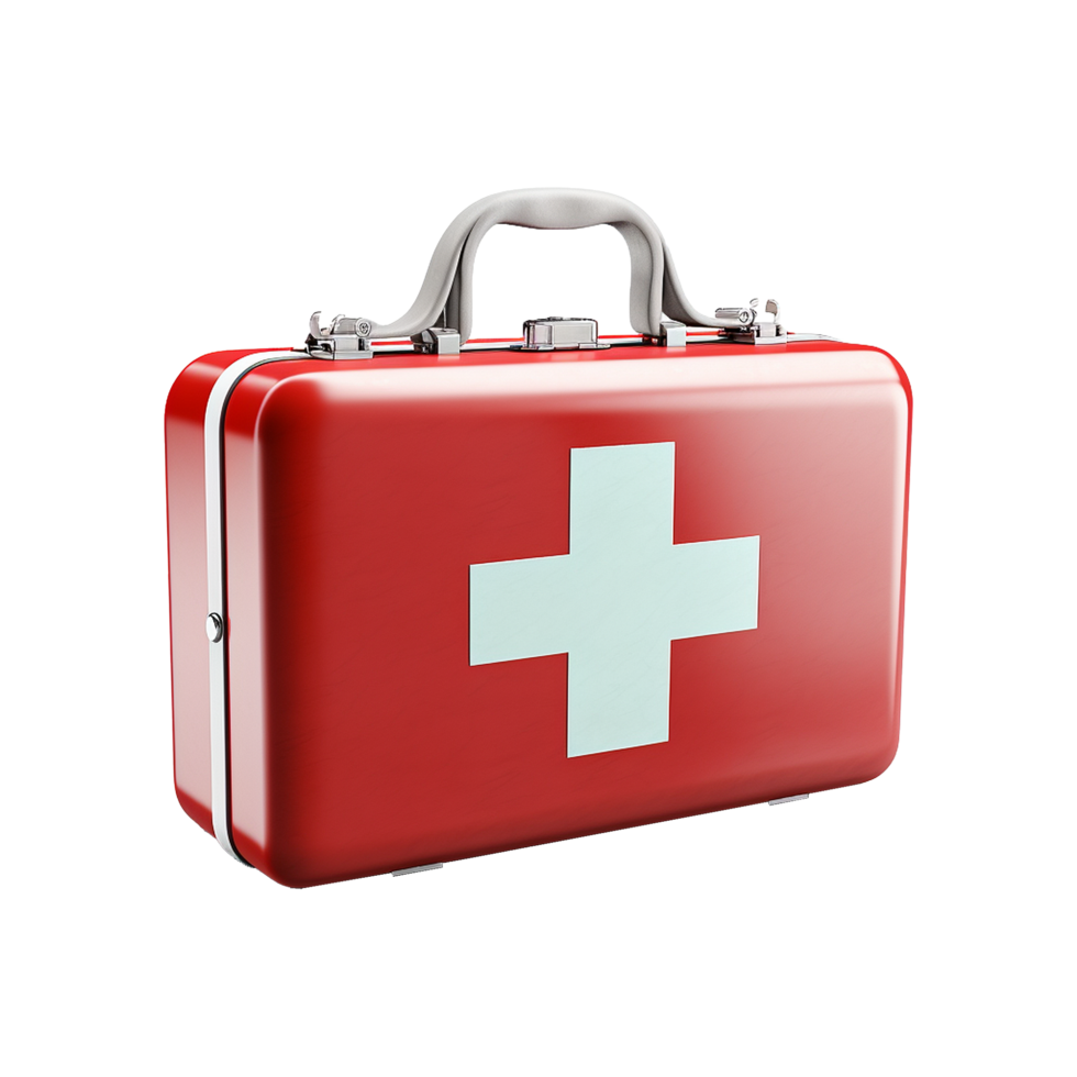 AI generated Red first aid kit isolated on transparent background png