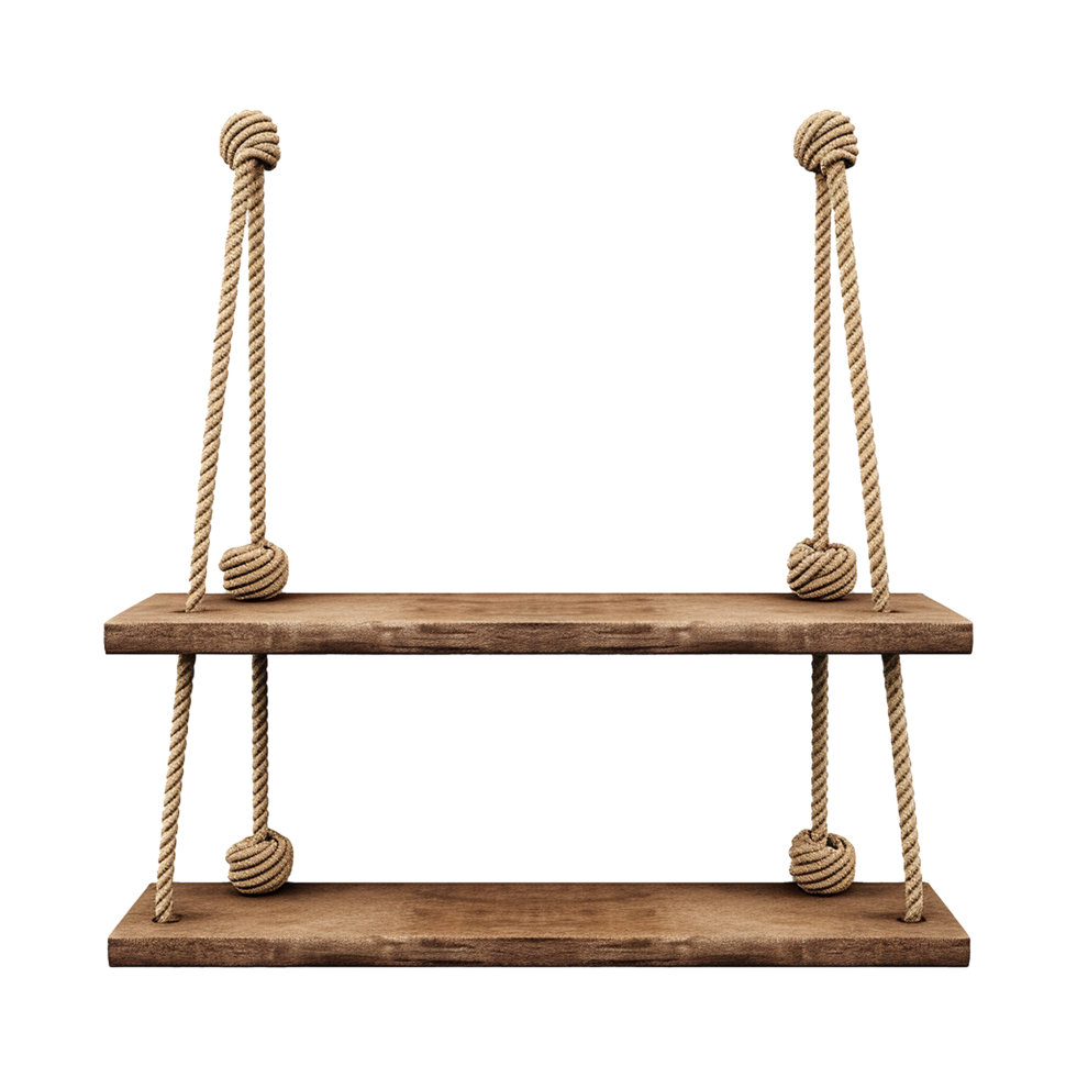 AI generated Hanging rope shelf isolated on transparent background png