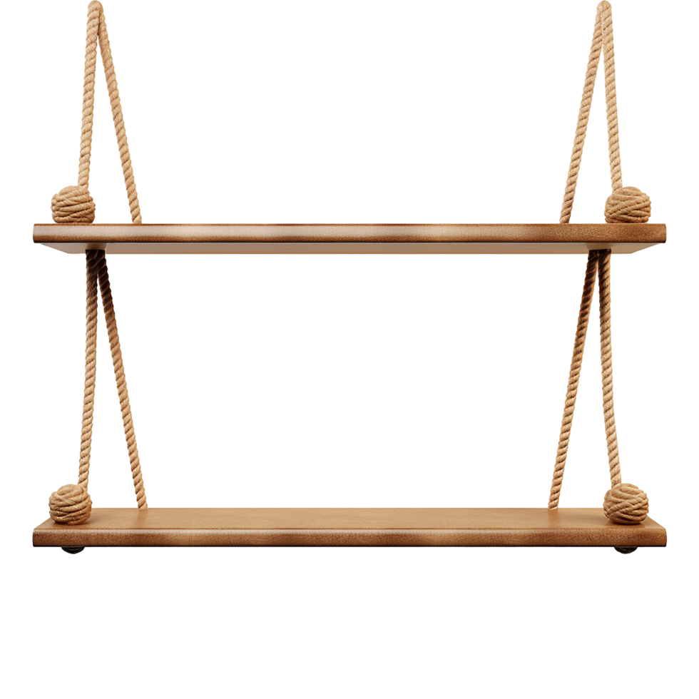 AI generated Hanging rope shelf isolated on transparent background png