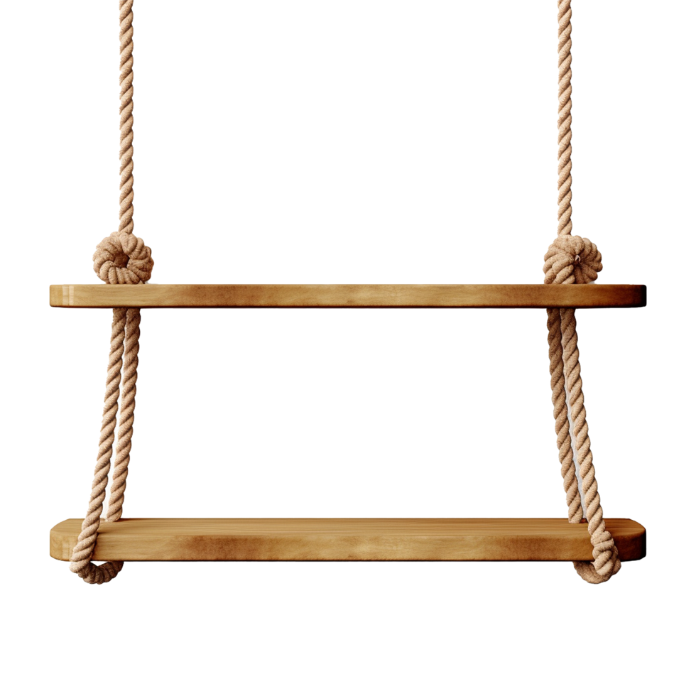 AI generated Hanging rope shelf isolated on transparent background png