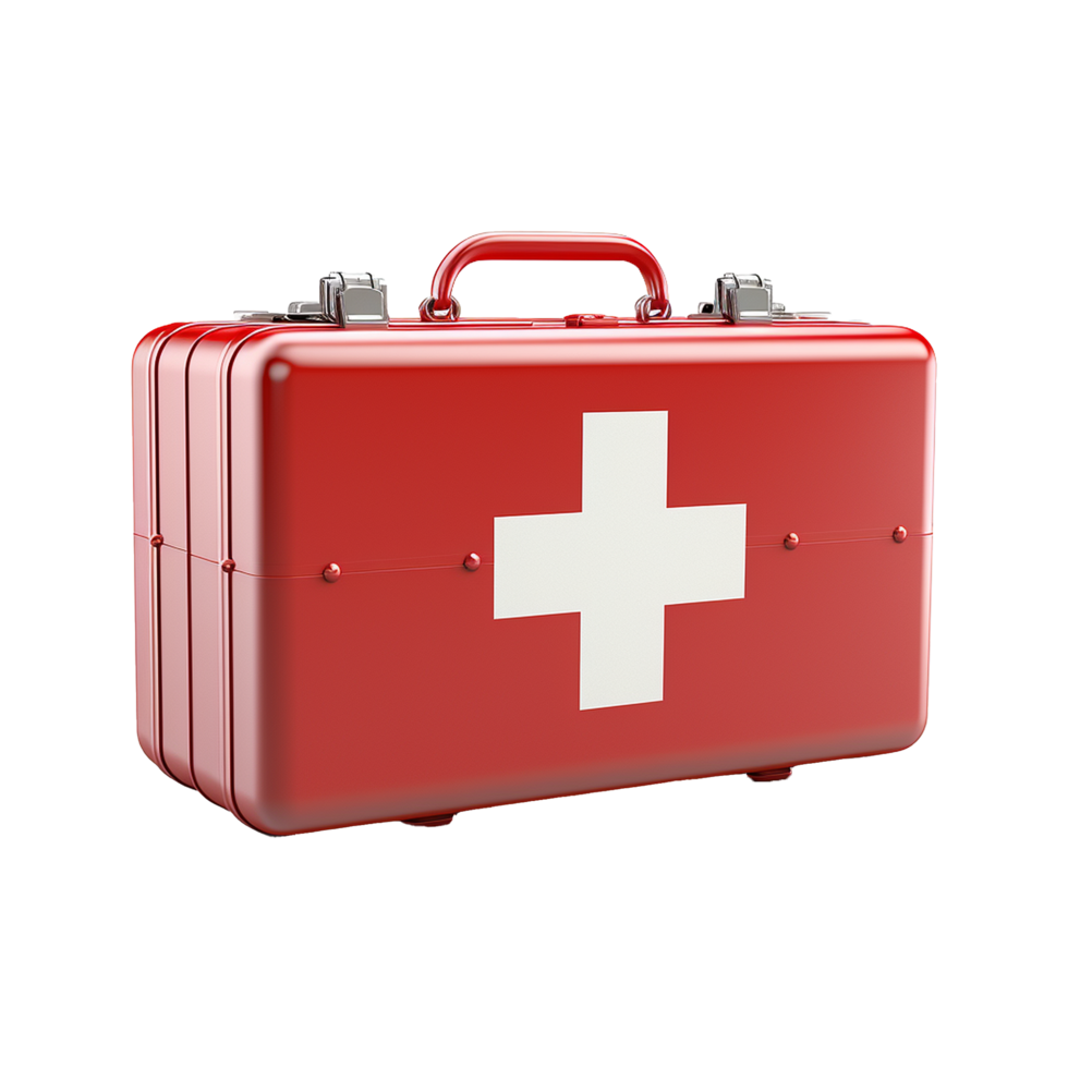 AI generated Red first aid kit isolated on transparent background png