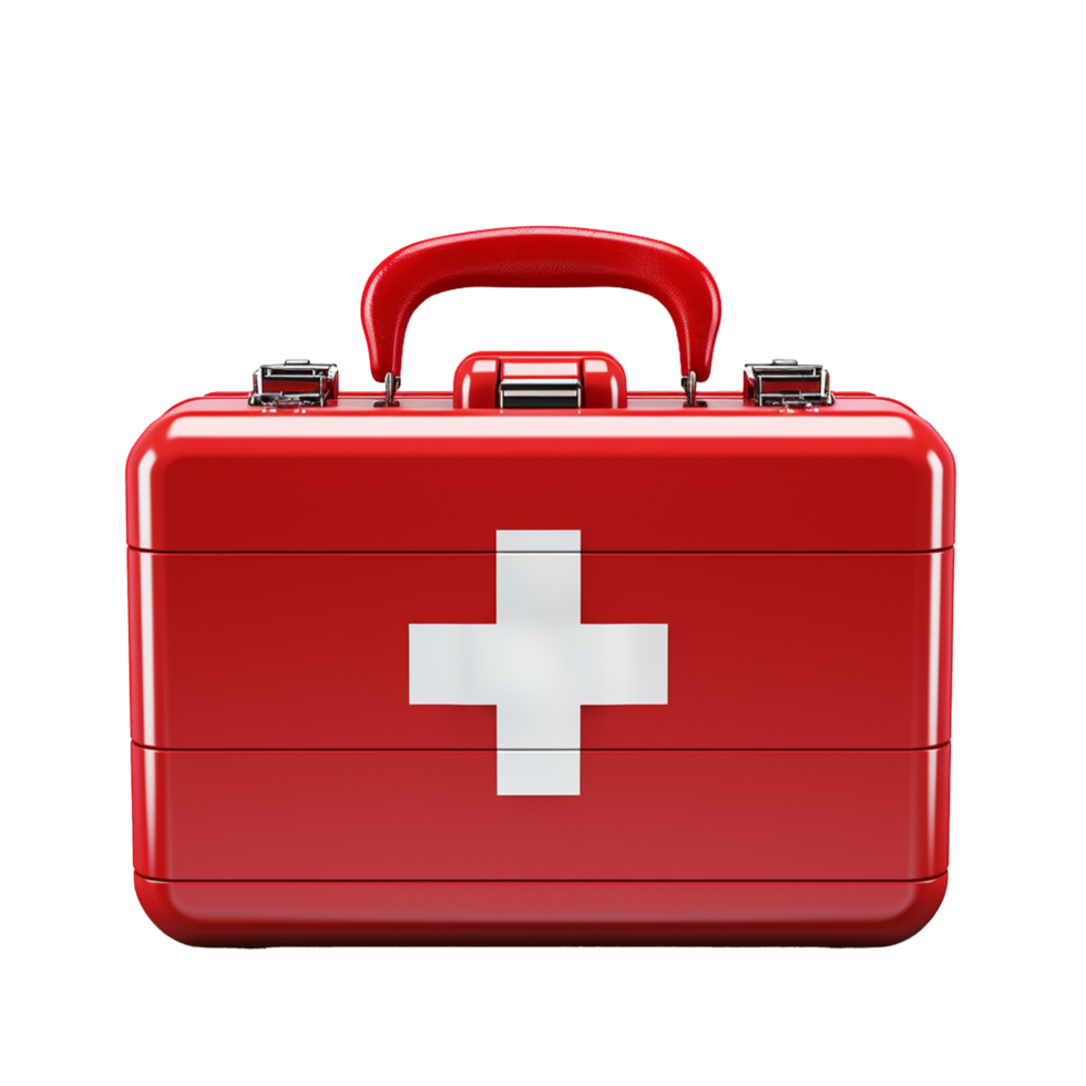 AI generated Red first aid kit isolated on transparent background png