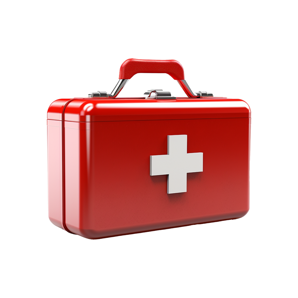 AI generated Red first aid kit isolated on transparent background png