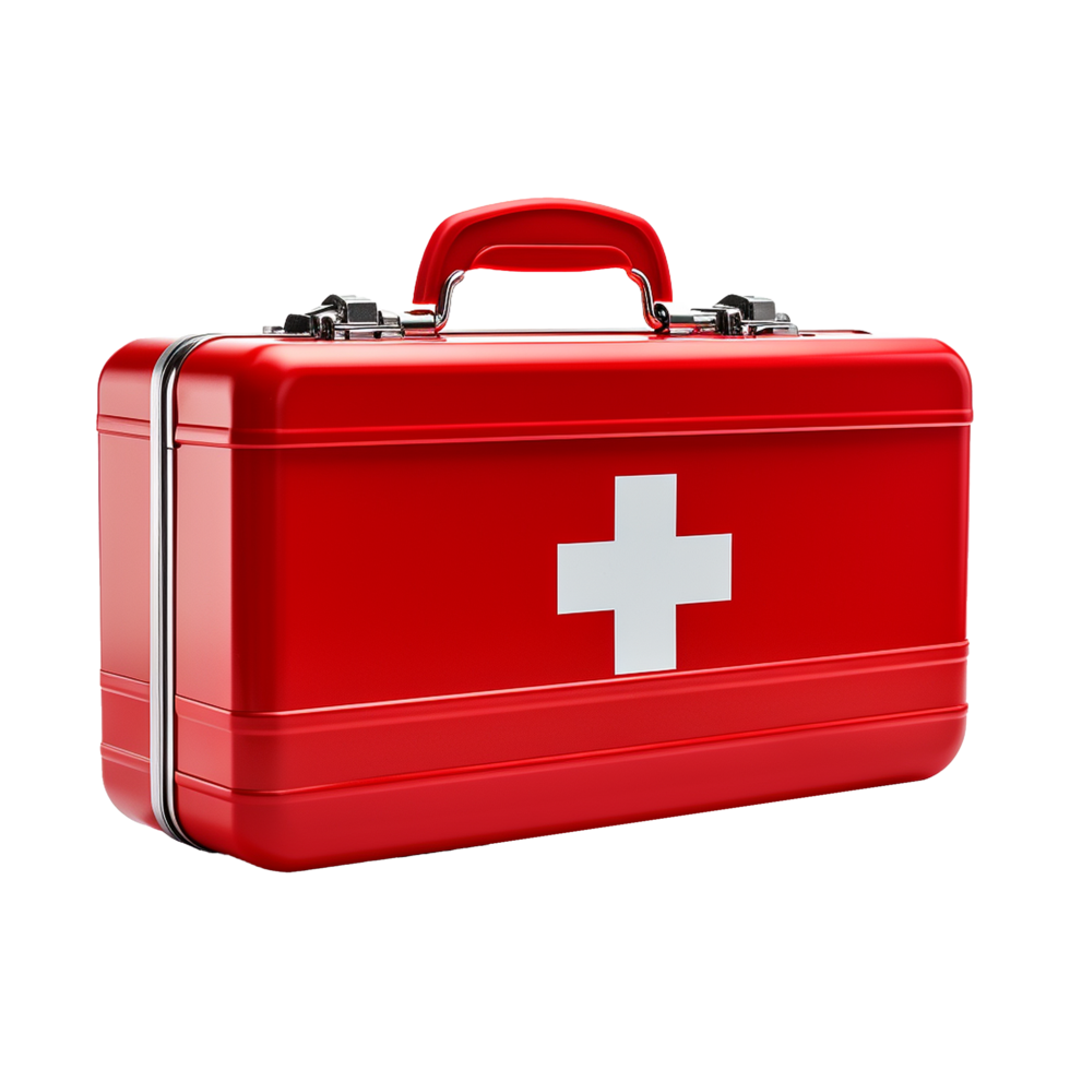 AI generated Red first aid kit isolated on transparent background png