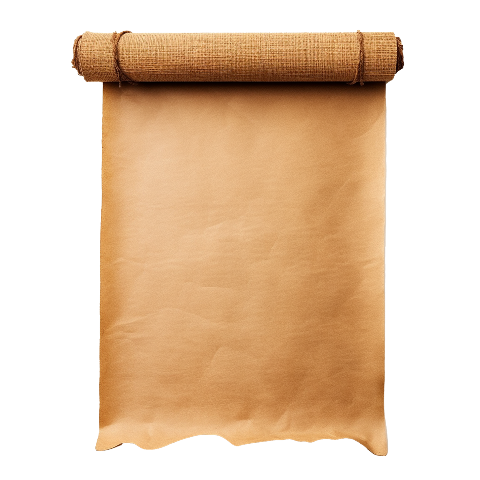 AI generated Blank old paper scroll ancient papyrus png isolated on transparent background