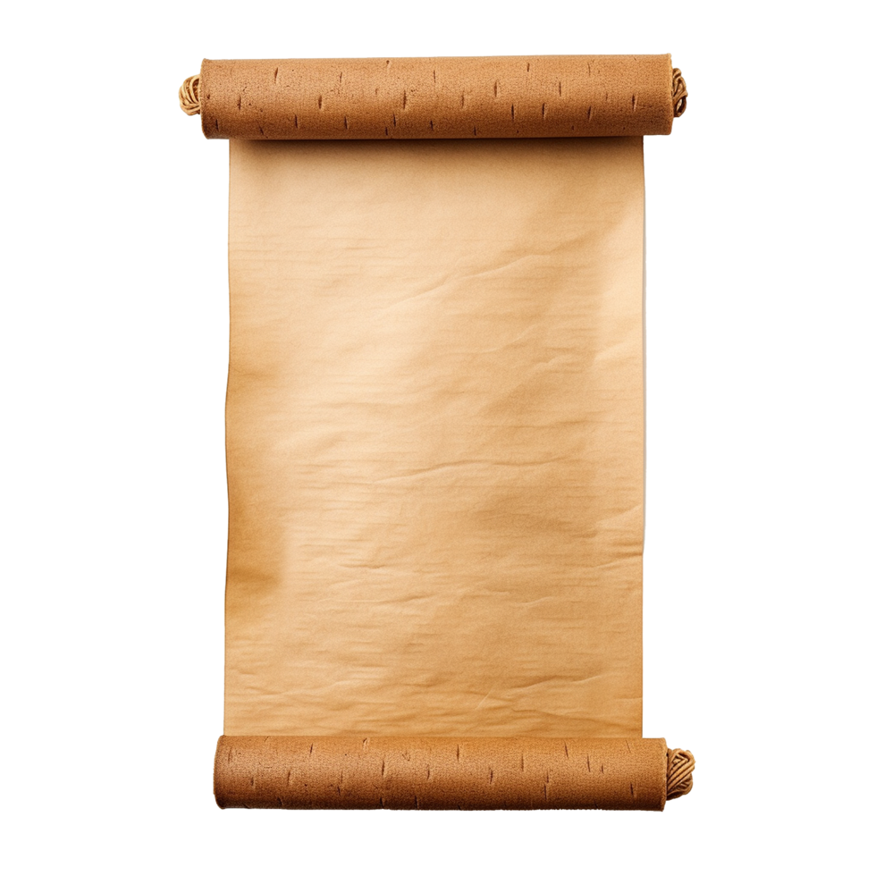 AI generated Blank old paper scroll ancient papyrus png isolated on transparent background