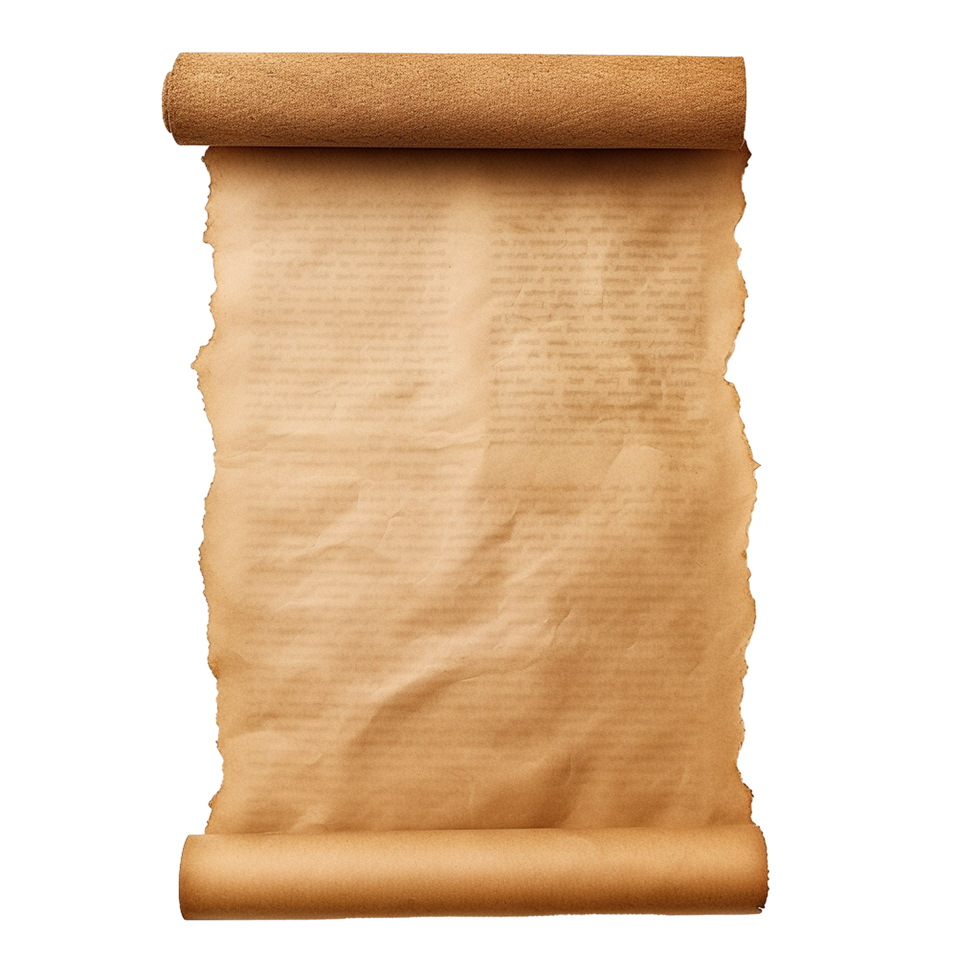 ai gegenereerd blanco oud papier rol oude papyrus PNG geïsoleerd Aan transparant achtergrond