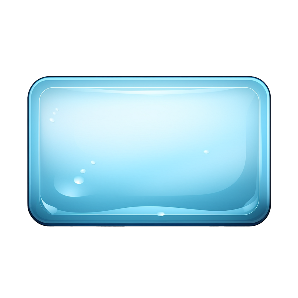 AI generated Rectangle button with water texture png isolated on transparent background