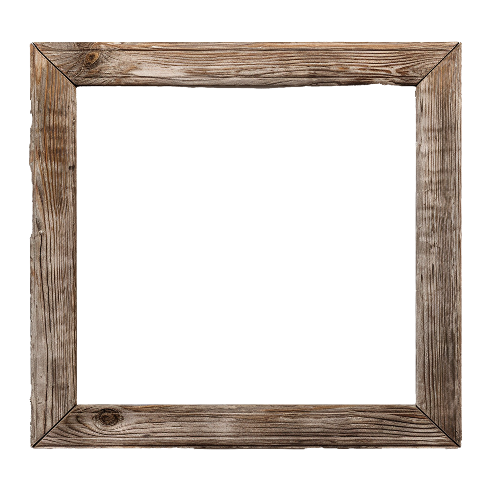 AI generated Rustic wooden frame isolated on transparen background png