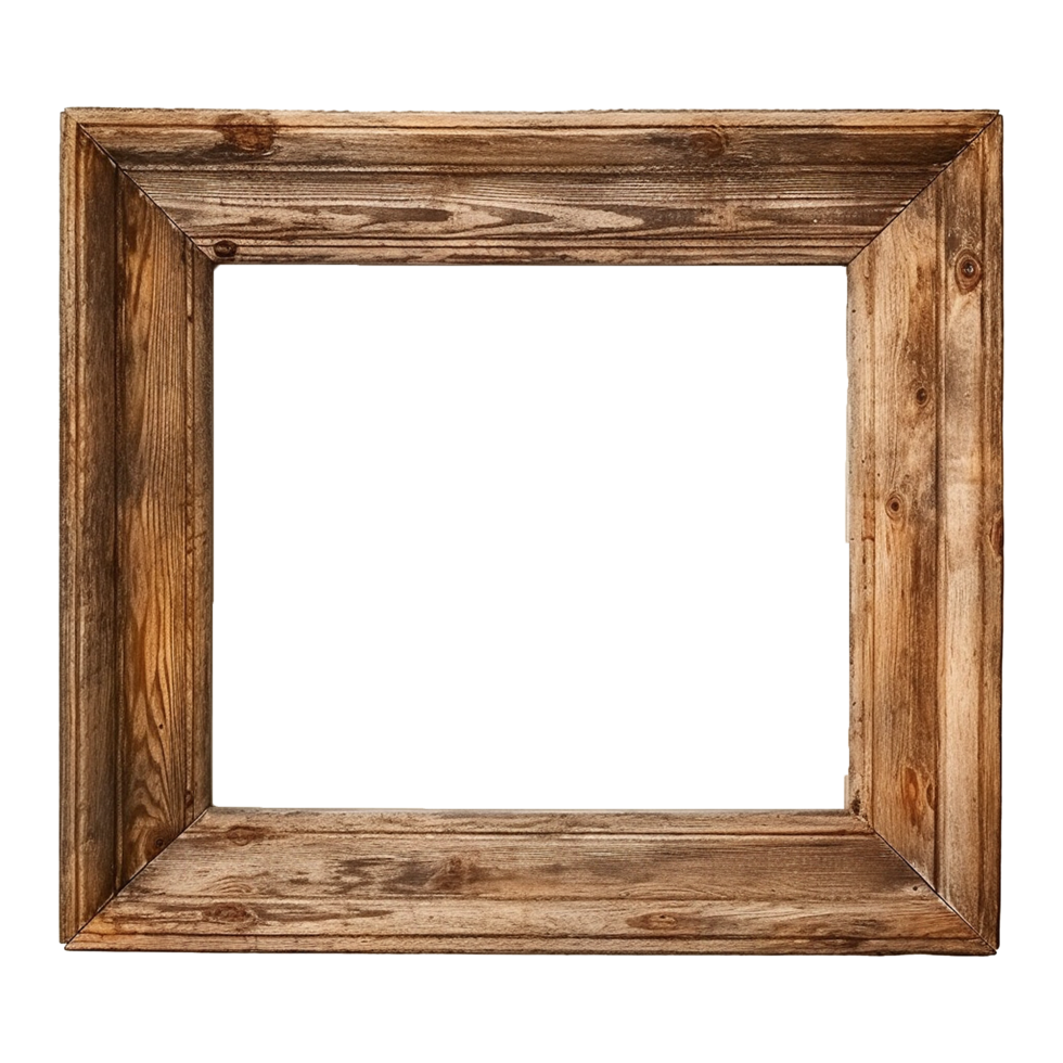 AI generated Rustic wooden frame isolated on transparen background png