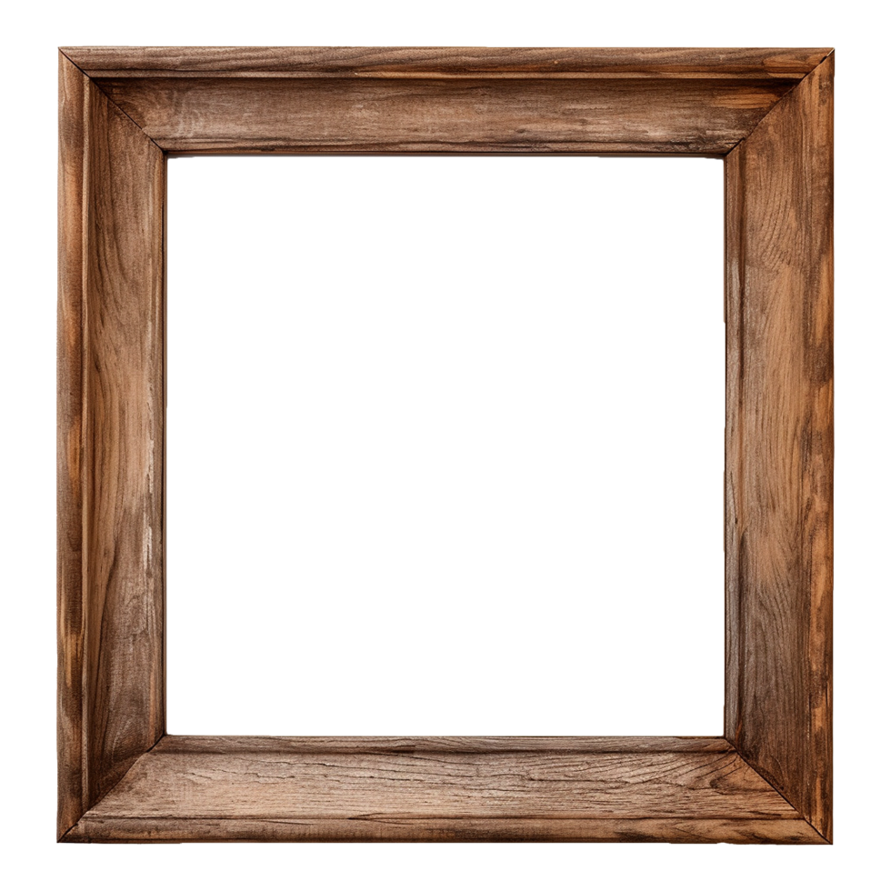AI generated Rustic wooden frame isolated on transparen background png