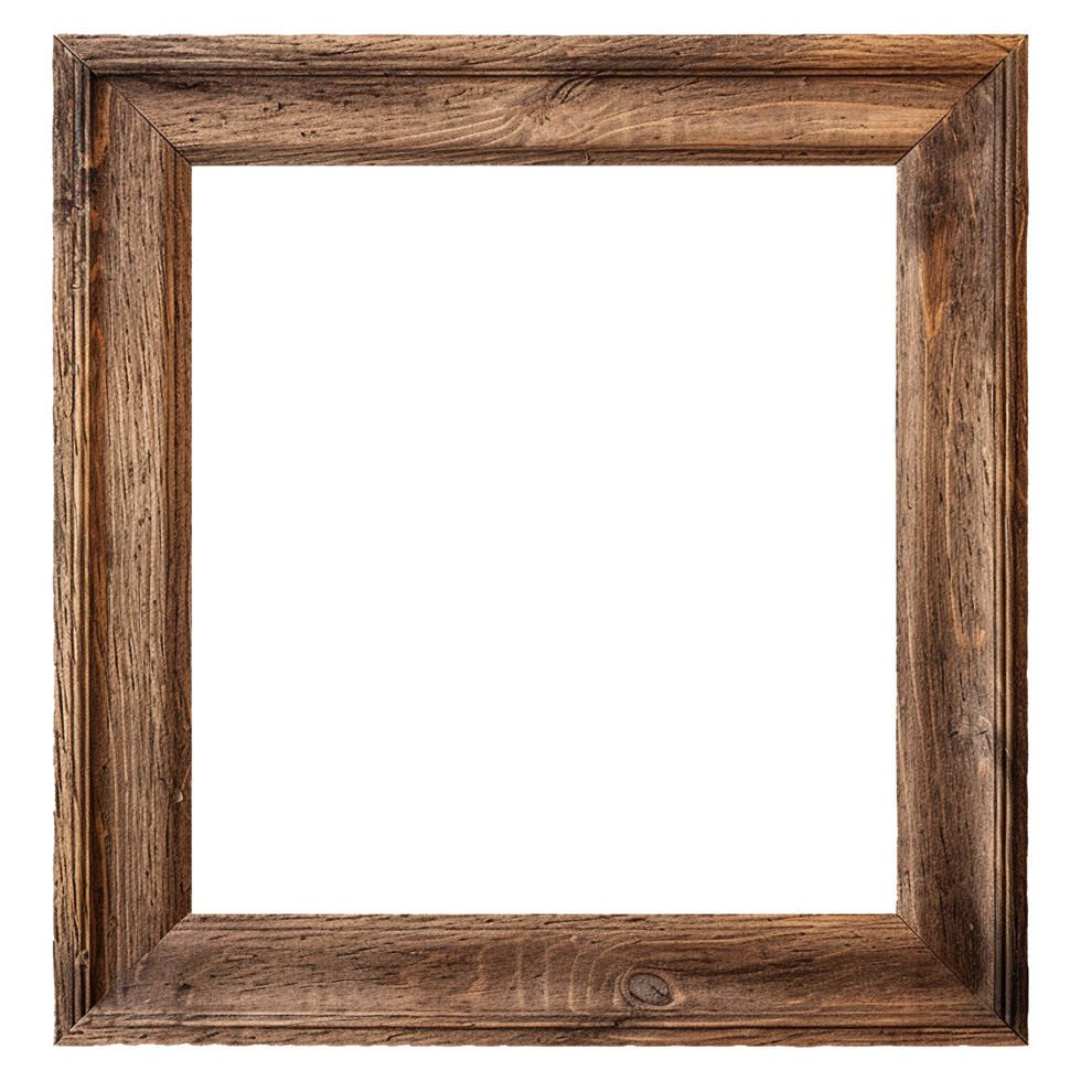 AI generated Rustic wooden frame isolated on transparen background png