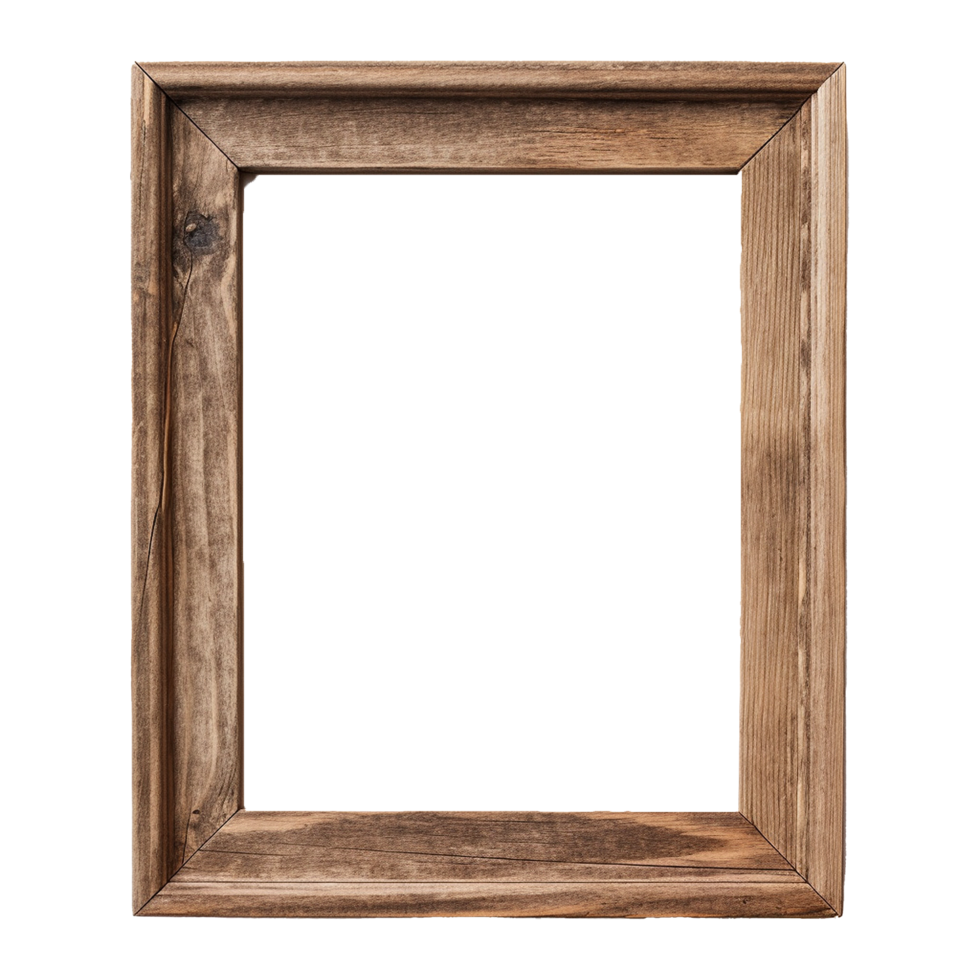 AI generated Rustic wooden frame isolated on transparen background png