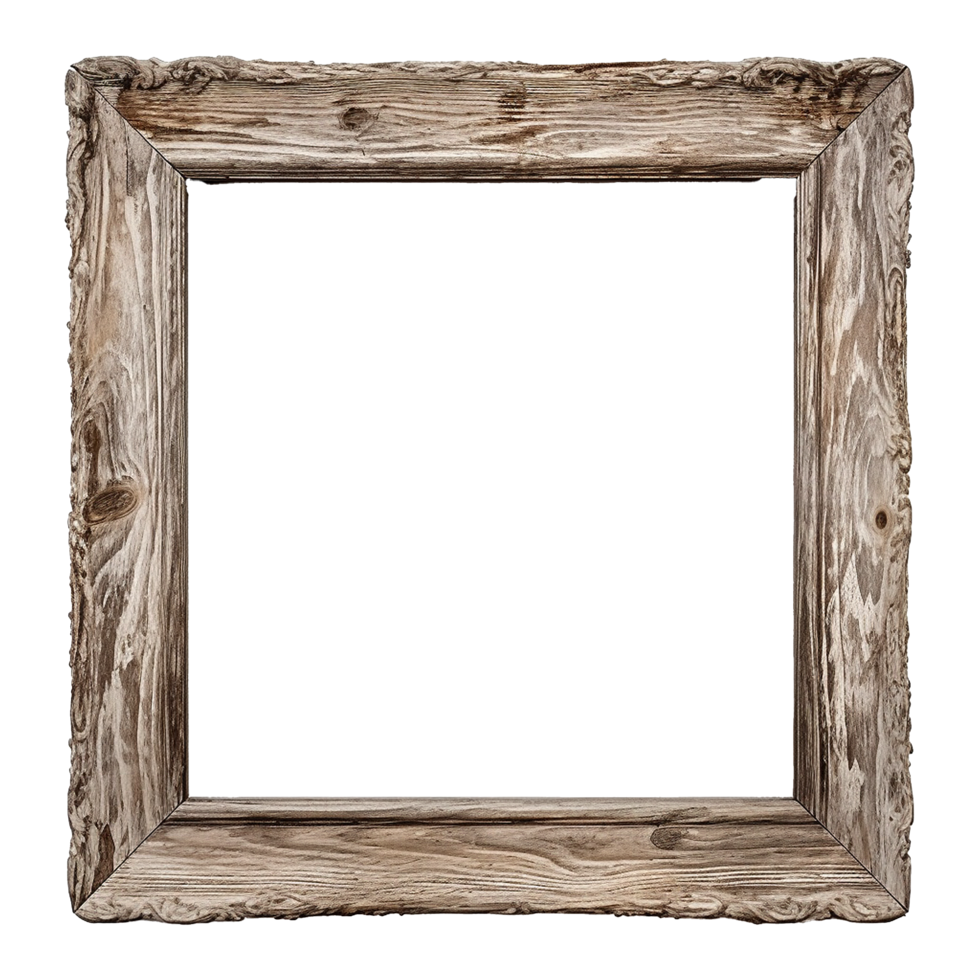 AI generated Rustic wooden frame isolated on transparen background png