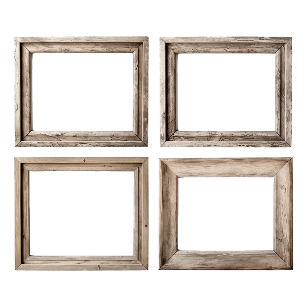 AI generated Rustic wooden frame isolated on transparen background png