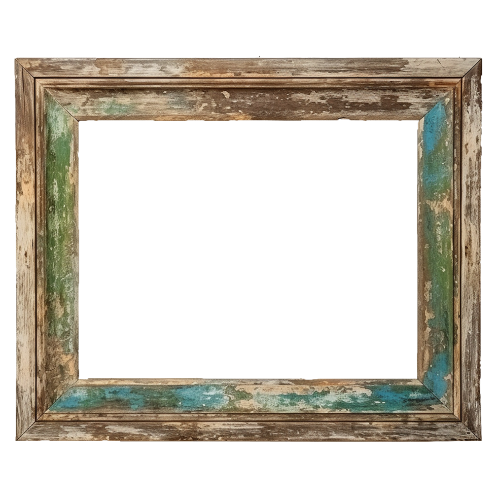 AI generated Rustic wooden frame isolated on transparen background png