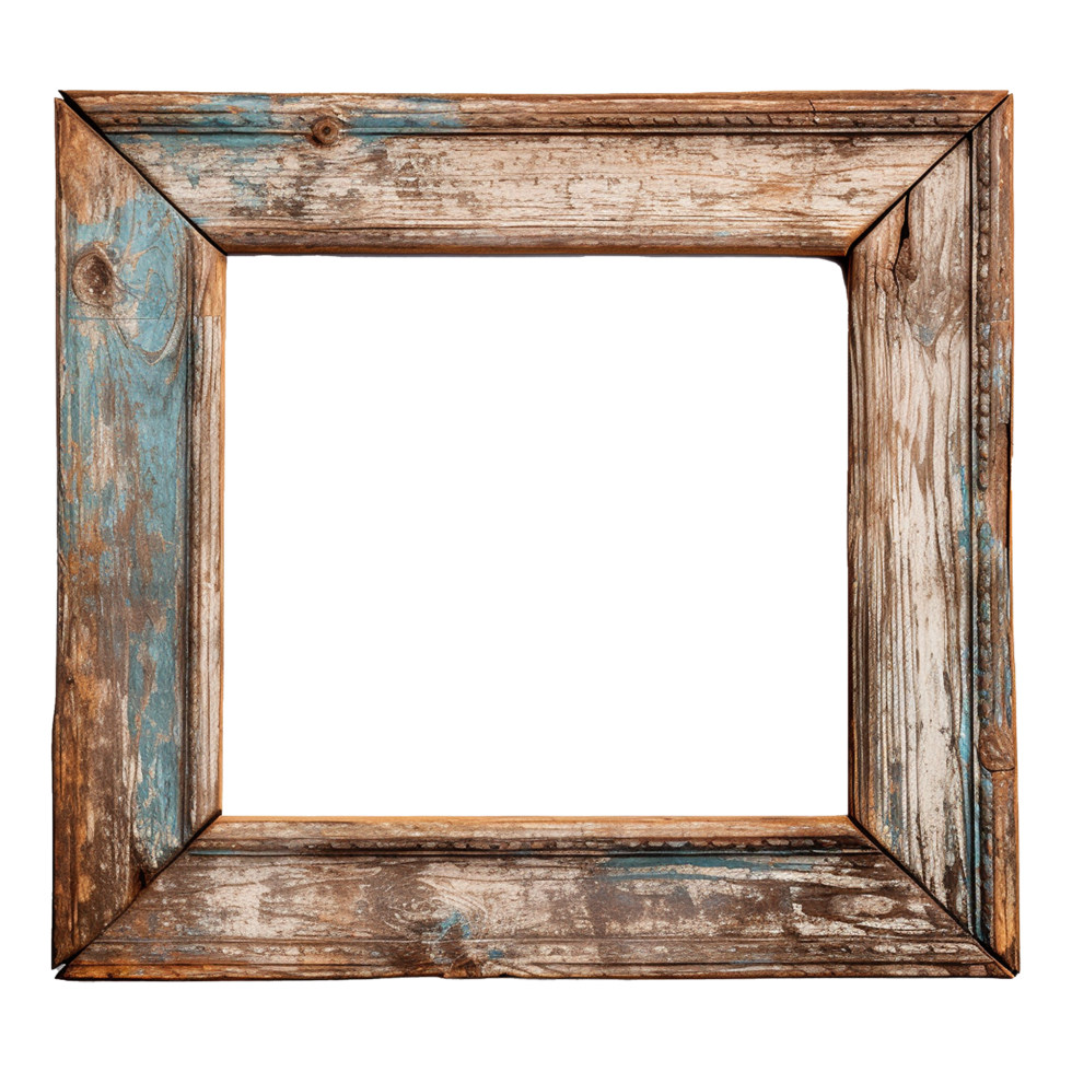 AI generated Rustic wooden frame isolated on transparen background png