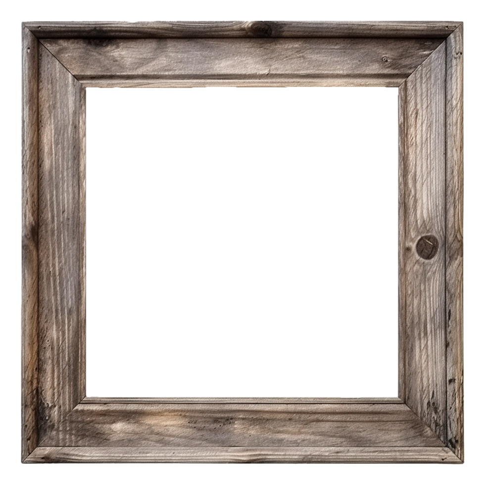 AI generated Rustic wooden frame isolated on transparen background png