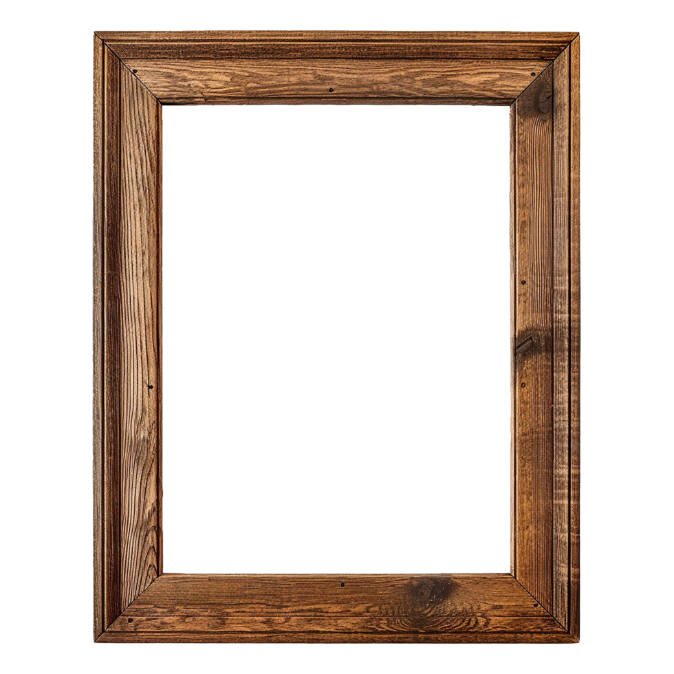 AI generated Rustic wooden frame isolated on transparen background png