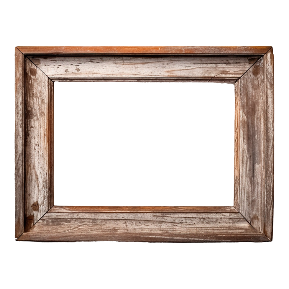 AI generated Rustic wooden frame isolated on transparen background png