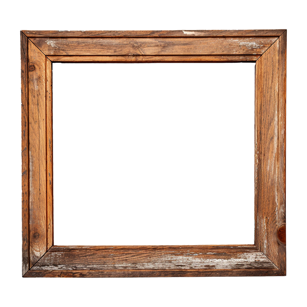 AI generated Rustic wooden frame isolated on transparen background png