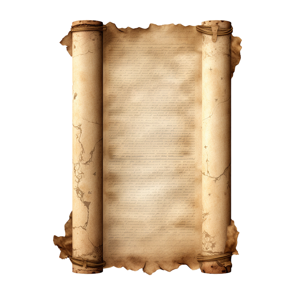AI generated Parchment scroll ancient papyrus png isolated on transparent background