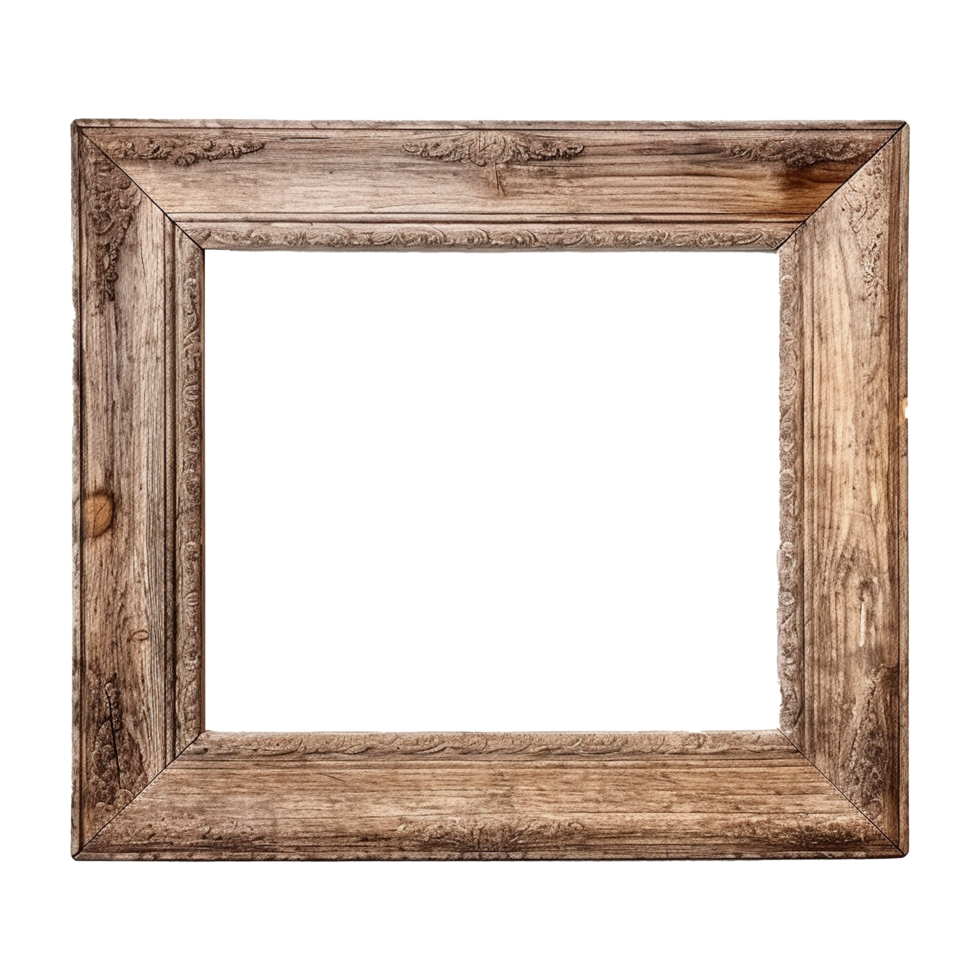 AI generated Rustic wooden frame isolated on transparen background png