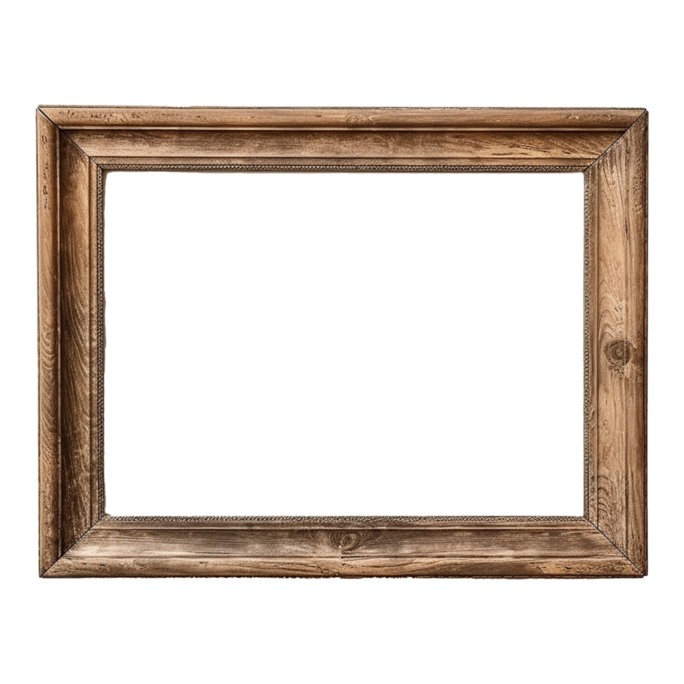AI generated Rustic wooden frame isolated on transparen background png