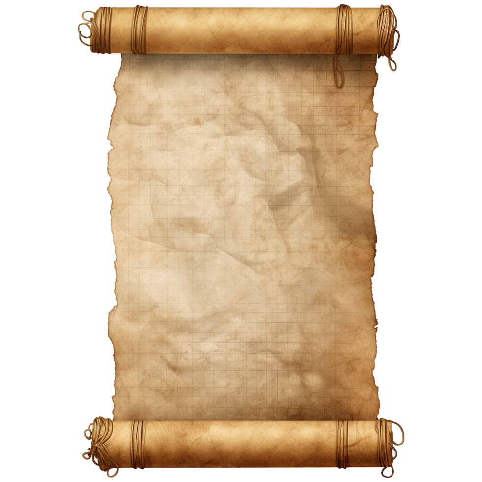 AI generated Parchment scroll ancient papyrus png isolated on transparent background