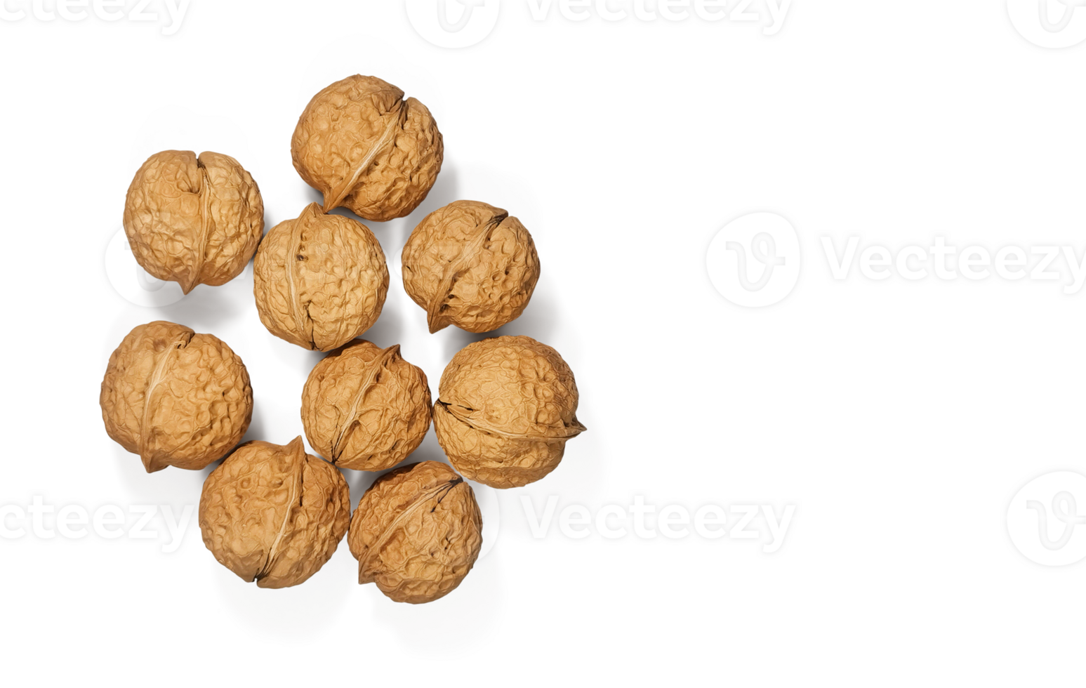 Walnuts Top view. PNG transparent