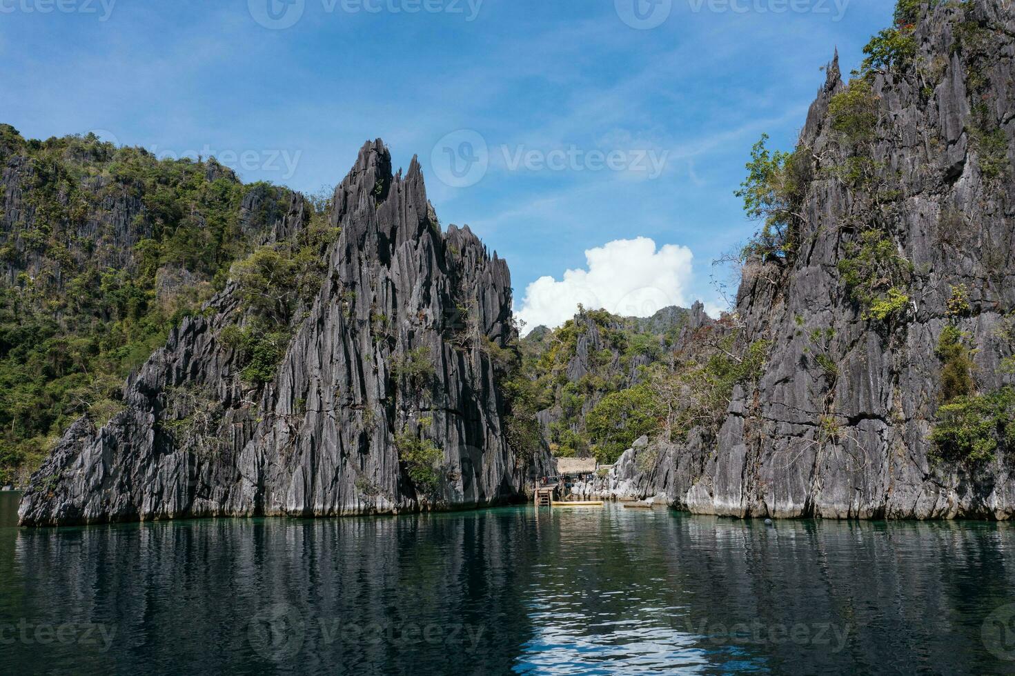 Aerial view of Twin Lagoon in the Philippines photo