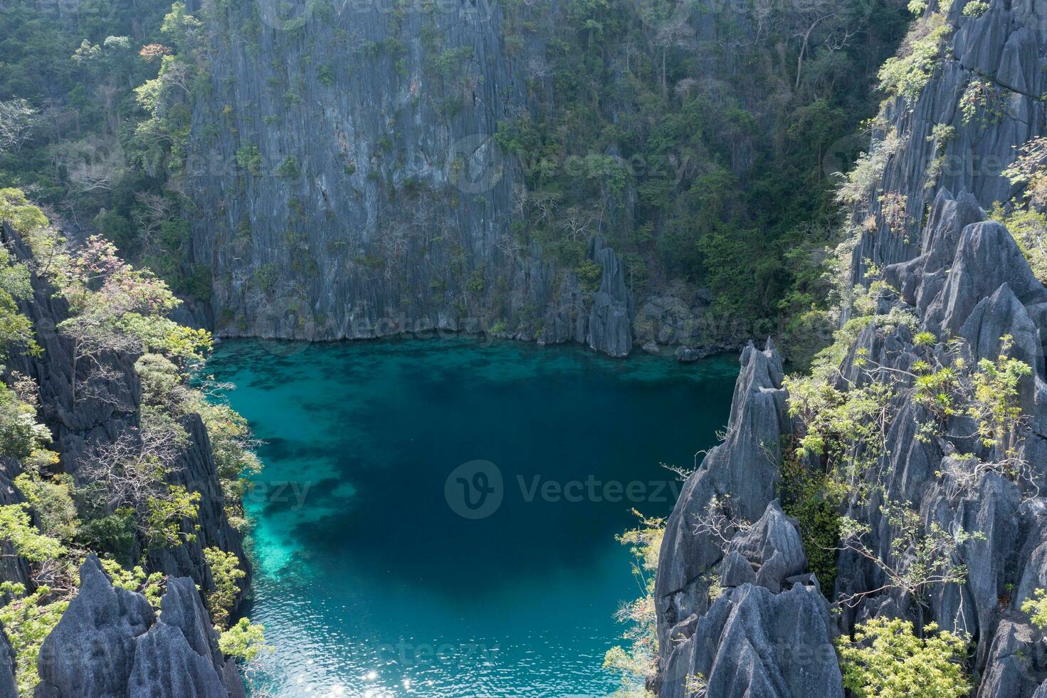 Aerial view of Twin Lagoon in the Philippines photo