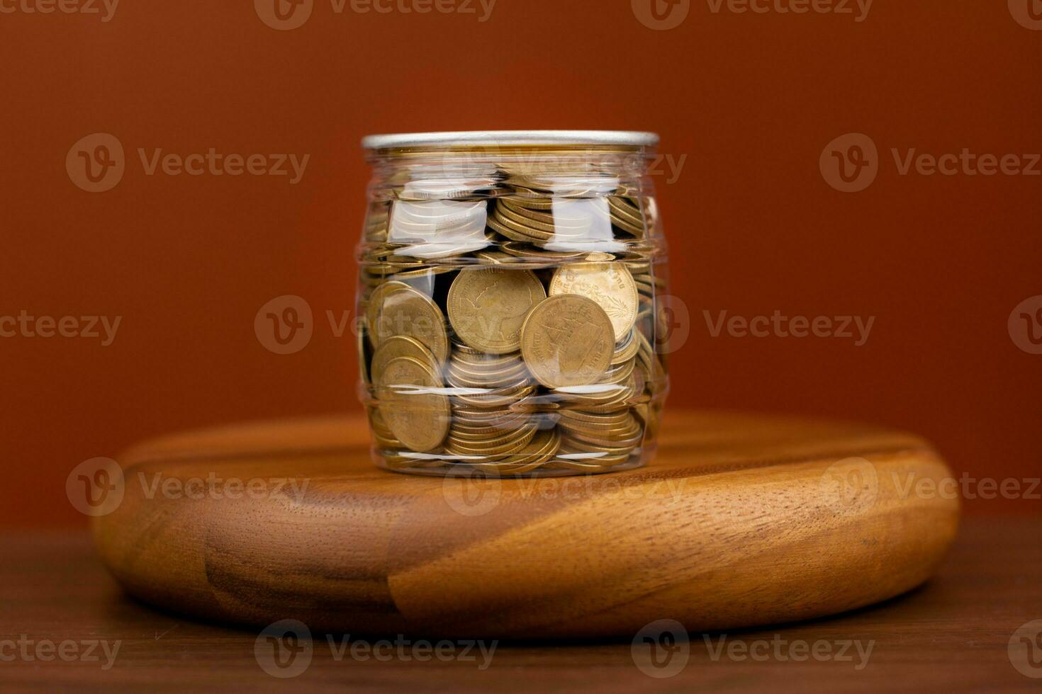 Saving money, coins, money concept and financial investment Cash loans, cash flow, equity, income, wages photo