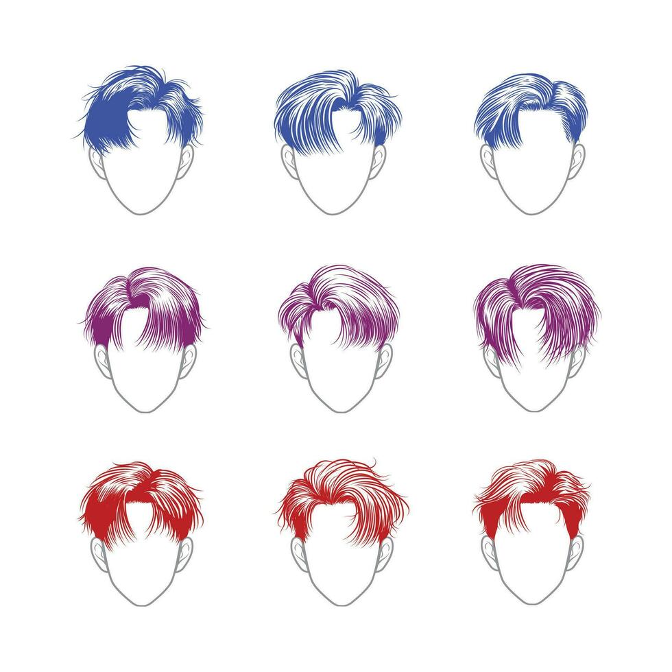 Asian Hair Style Bundles. Set of Kpop hair style. vector