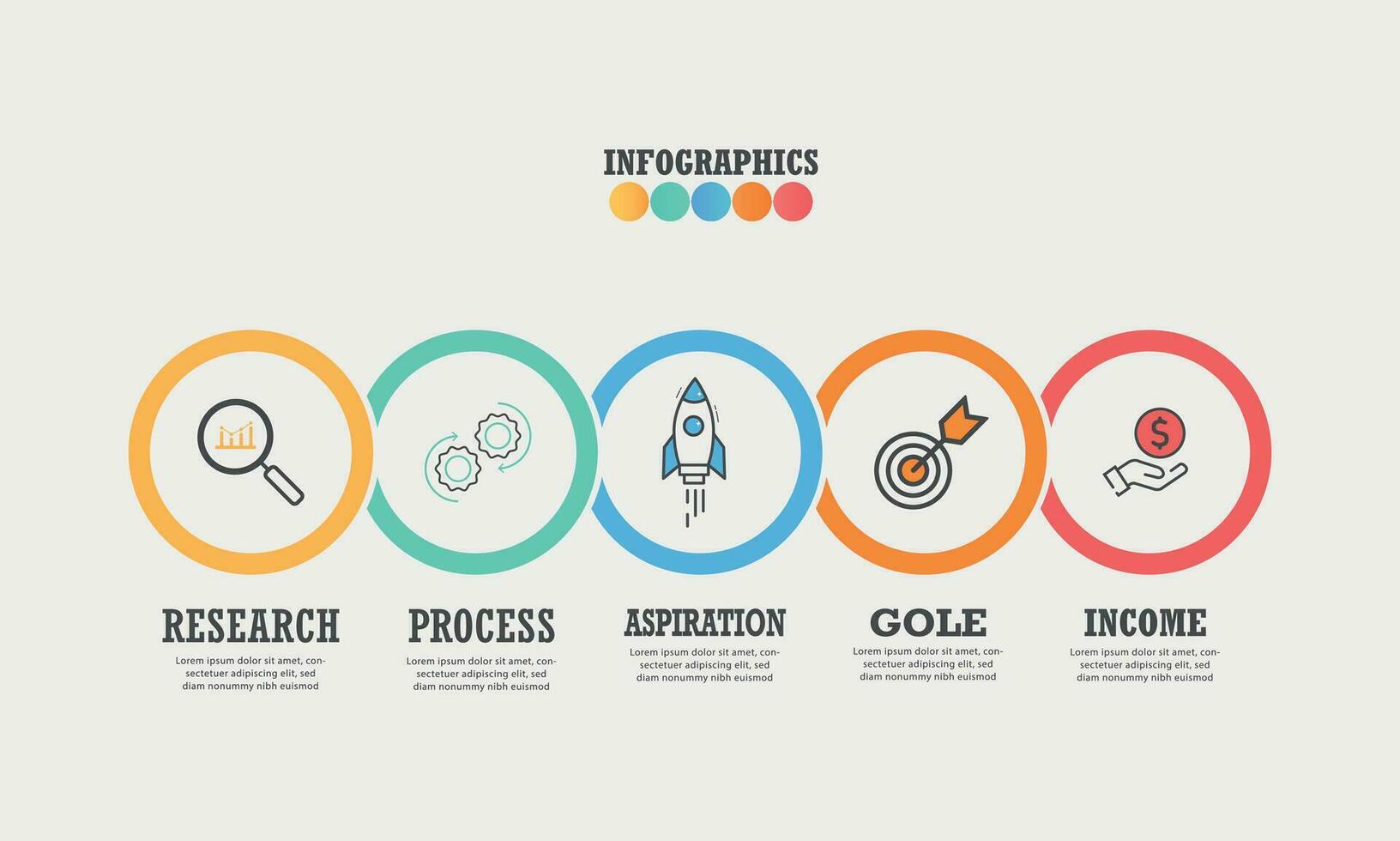 negocio infografía. proceso con 5 5 pasos, etiquetas, punteros vector infografía elementos.