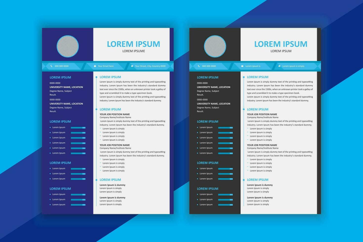 Professional Modern Resume Template Design and Vector Illustration