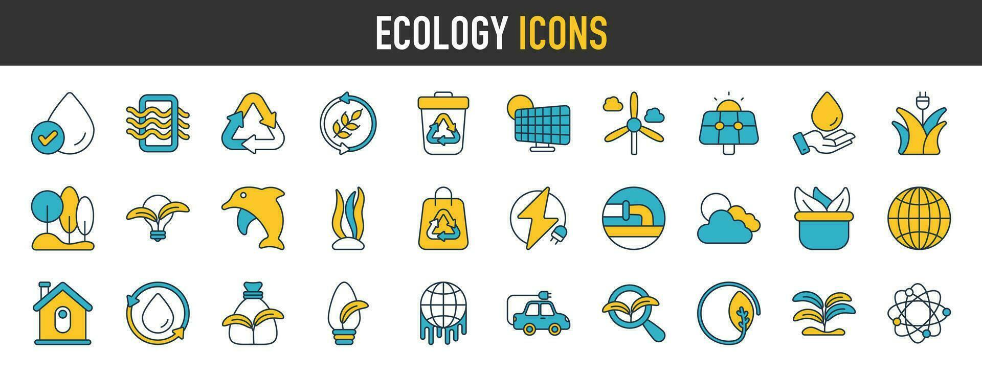 ecología íconos colocar. carbón neutral, red cero, eco planeta verde señales, naturaleza eco símbolo vector ilustración