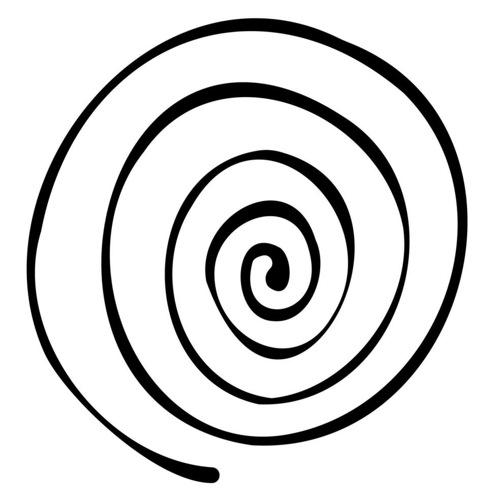 negro garabatear línea retorcido en un circulo dentro un espiral vector