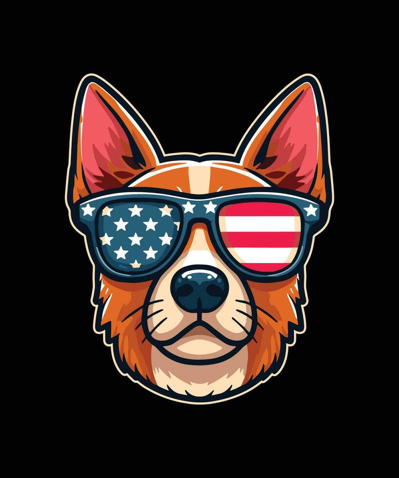 Basic RGB A dog wearing sunglasses with the USA flag vector