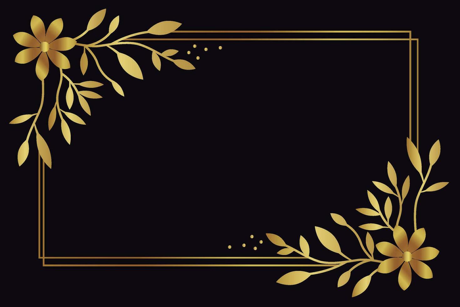 golden floral geometric border frame design vector