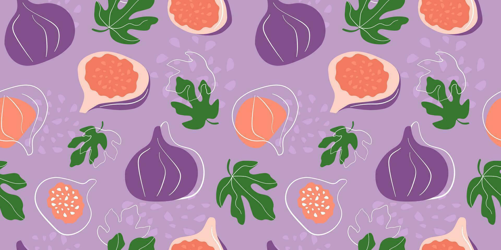 Seamless pattern with fig fruits. Abstract lush natural print. Vector graphics.