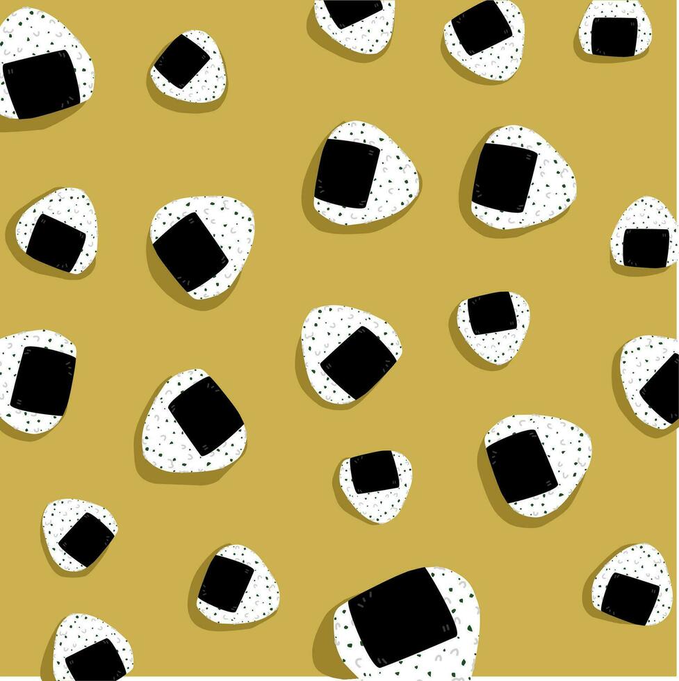 Onigiri  a typical Japanese food  on a yellow background vector